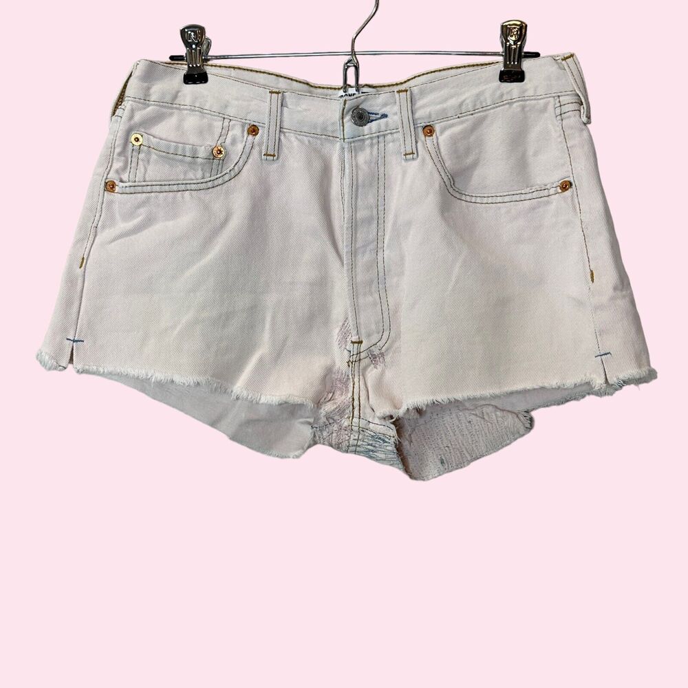 Re/Done X Levis Original High Rise Distressed Raw Hem Shorts Women Size 27 NWOT